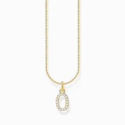 Outlet Kette mit Buchstaben-Anhänger O vergoldet Damen Halsketten|18K Vergoldung - 925 Silber