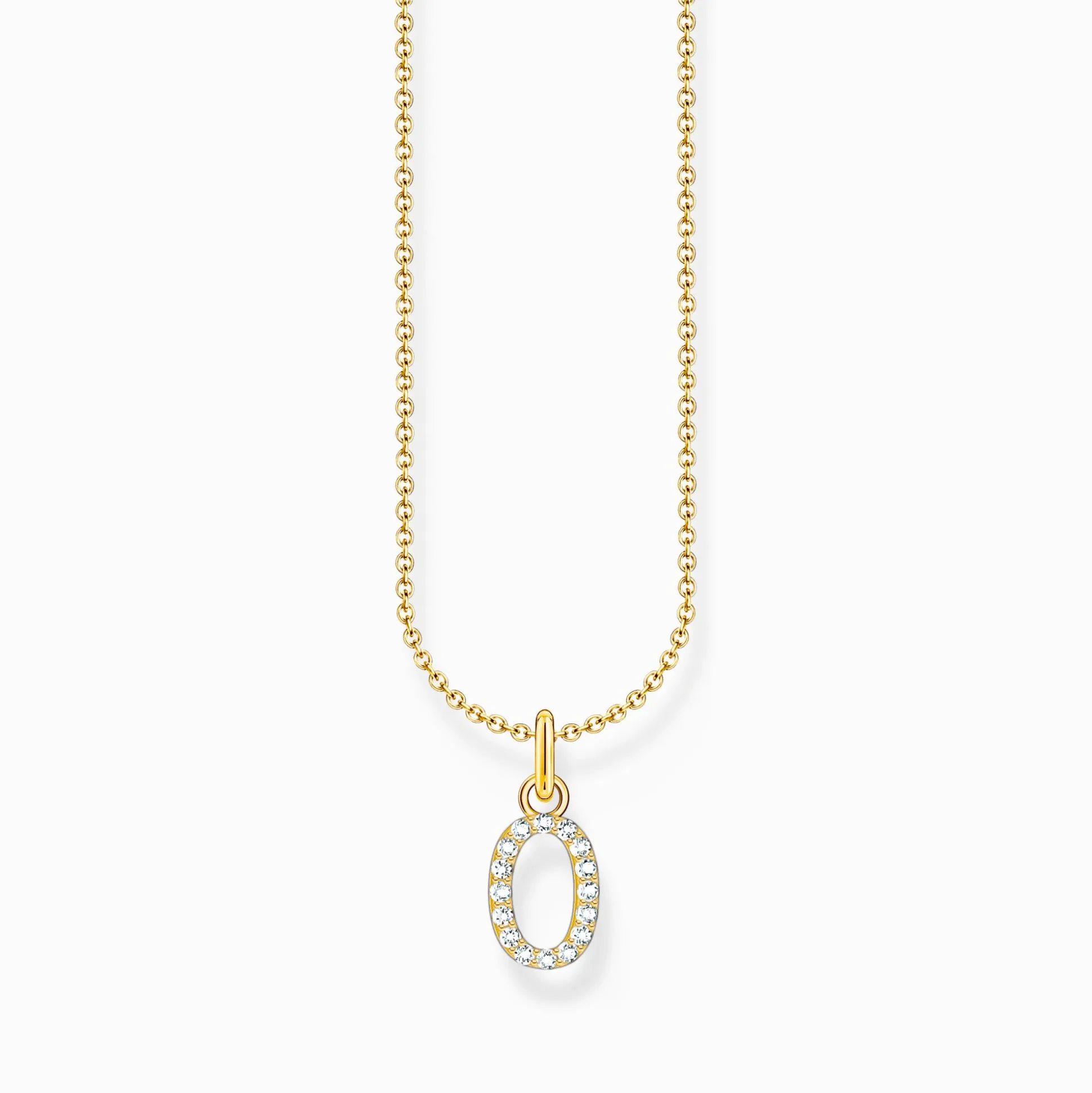 Outlet Kette mit Buchstaben-Anhänger O vergoldet Damen Halsketten|18K Vergoldung - 925 Silber