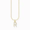 Store Kette mit Buchstaben-Anhänger R vergoldet Damen Halsketten|18K Vergoldung - 925 Silber
