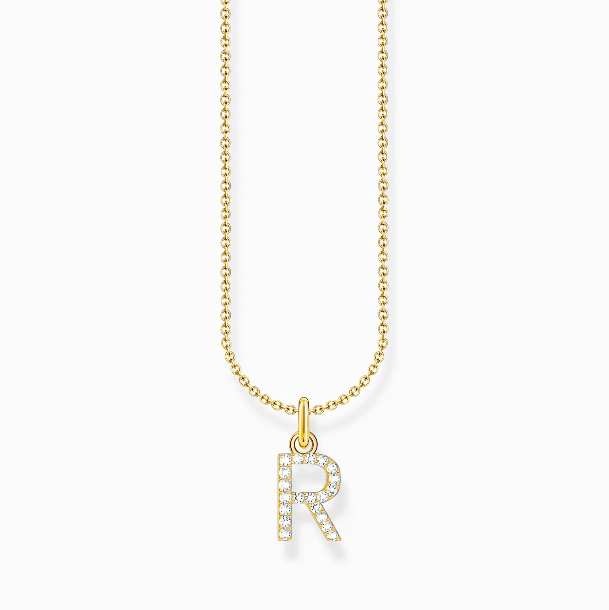 Store Kette mit Buchstaben-Anhänger R vergoldet Damen Halsketten|18K Vergoldung - 925 Silber