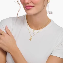 Store Kette mit Buchstaben-Anhänger R vergoldet Damen Halsketten|18K Vergoldung - 925 Silber