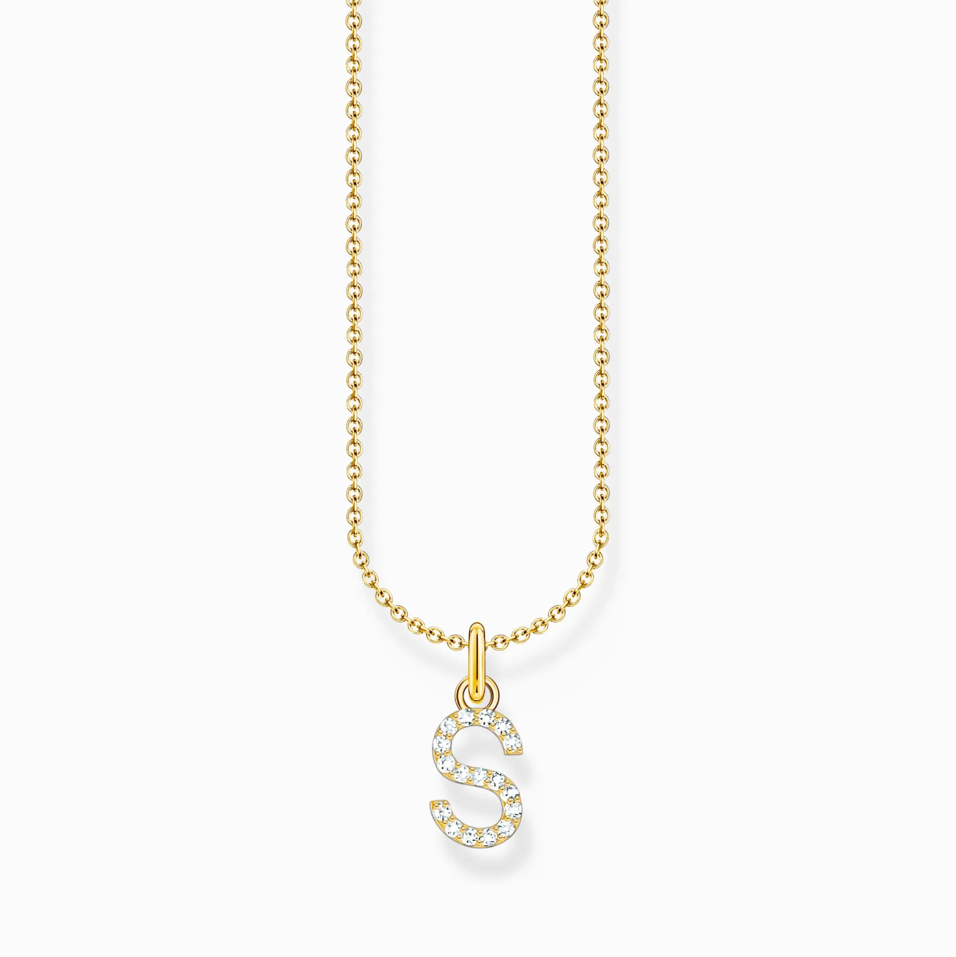 Best Kette mit Buchstaben-Anhänger S vergoldet Damen Halsketten|18K Vergoldung - 925 Silber
