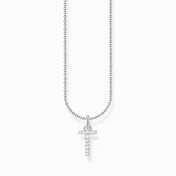 Outlet Kette mit Buchstaben-Anhänger T Silber Damen Halsketten