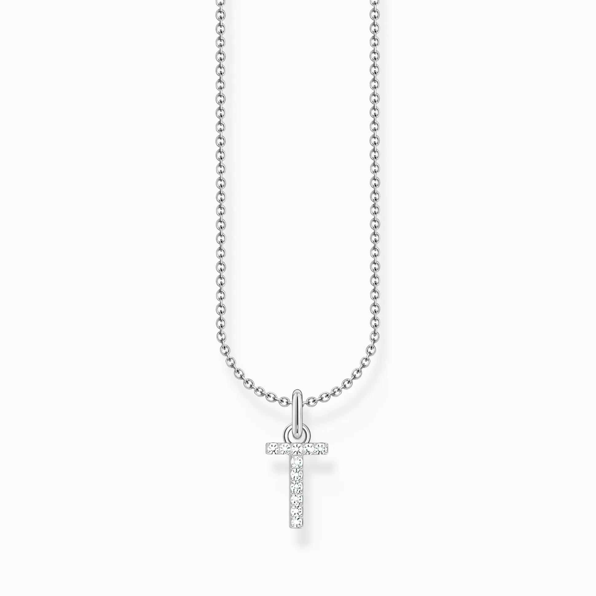 Outlet Kette mit Buchstaben-Anhänger T Silber Damen Halsketten