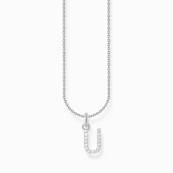 Cheap Kette mit Buchstaben-Anhänger U Silber Damen Halsketten