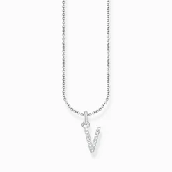 Shop Kette mit Buchstaben-Anhänger V Silber Damen Halsketten