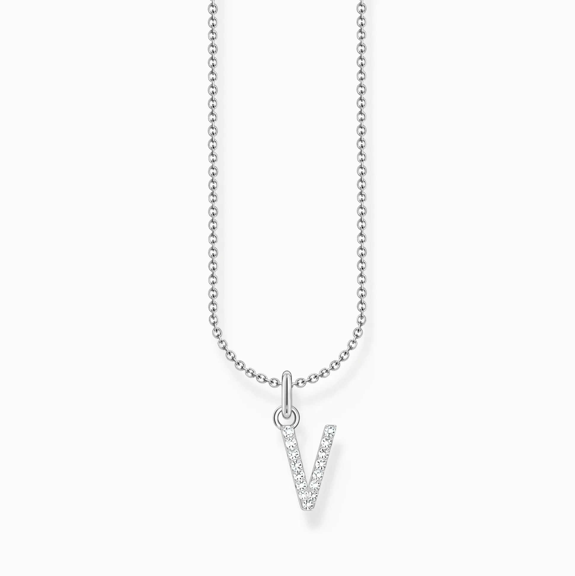 Shop Kette mit Buchstaben-Anhänger V Silber Damen Halsketten