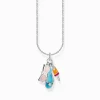New Kette mit buntem Triple-Anhänger Silber Damen Halsketten|925 Silber