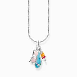 New Kette mit buntem Triple-Anhänger Silber Damen Halsketten|925 Silber