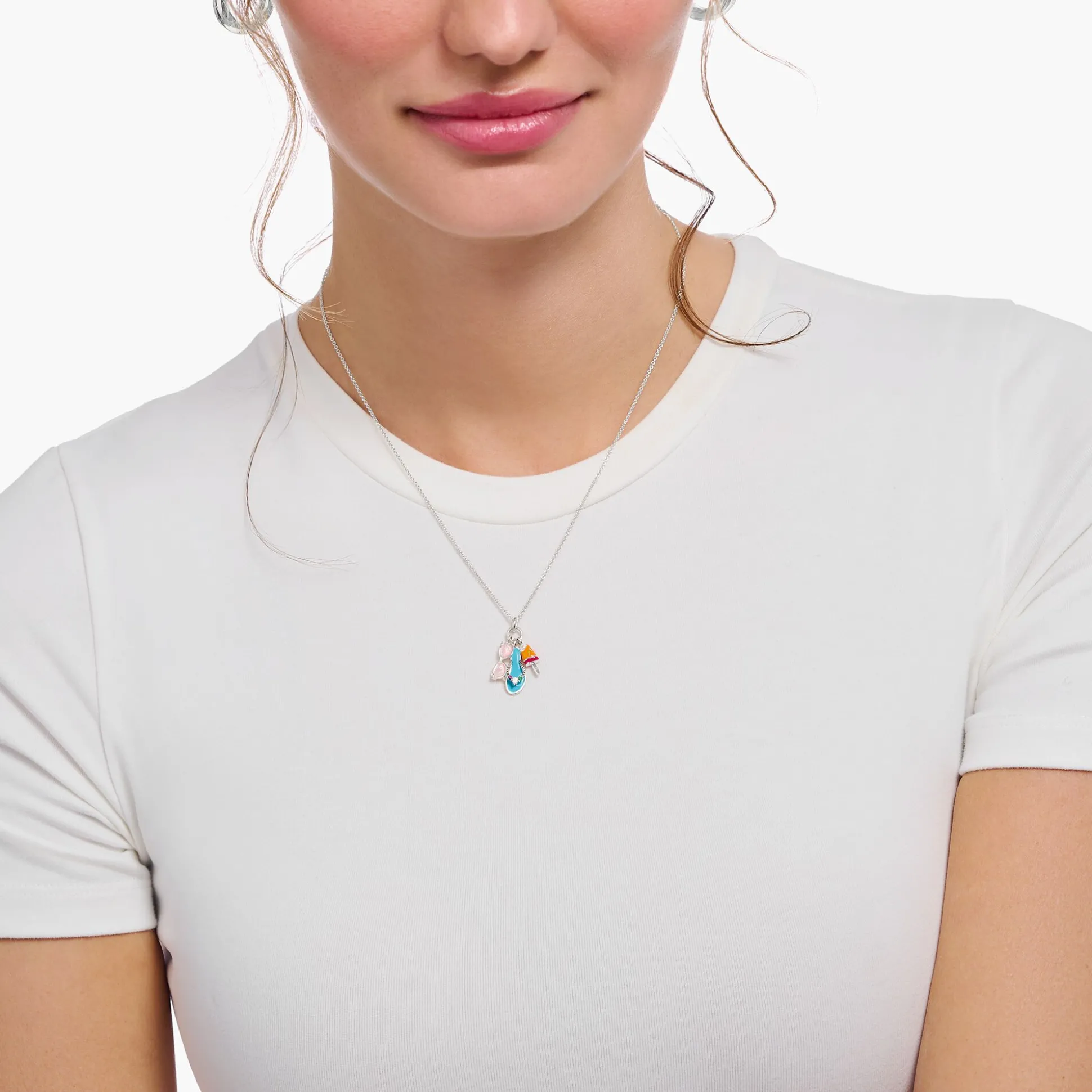 New Kette mit buntem Triple-Anhänger Silber Damen Halsketten|925 Silber