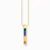 Fashion Kette mit bunten Steinen vergoldet Damen Halsketten|18K Vergoldung - 925 Silber