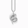 New Kette mit Drachen-Anhänger Silber geschwärzt Damen Halsketten|925 Silber