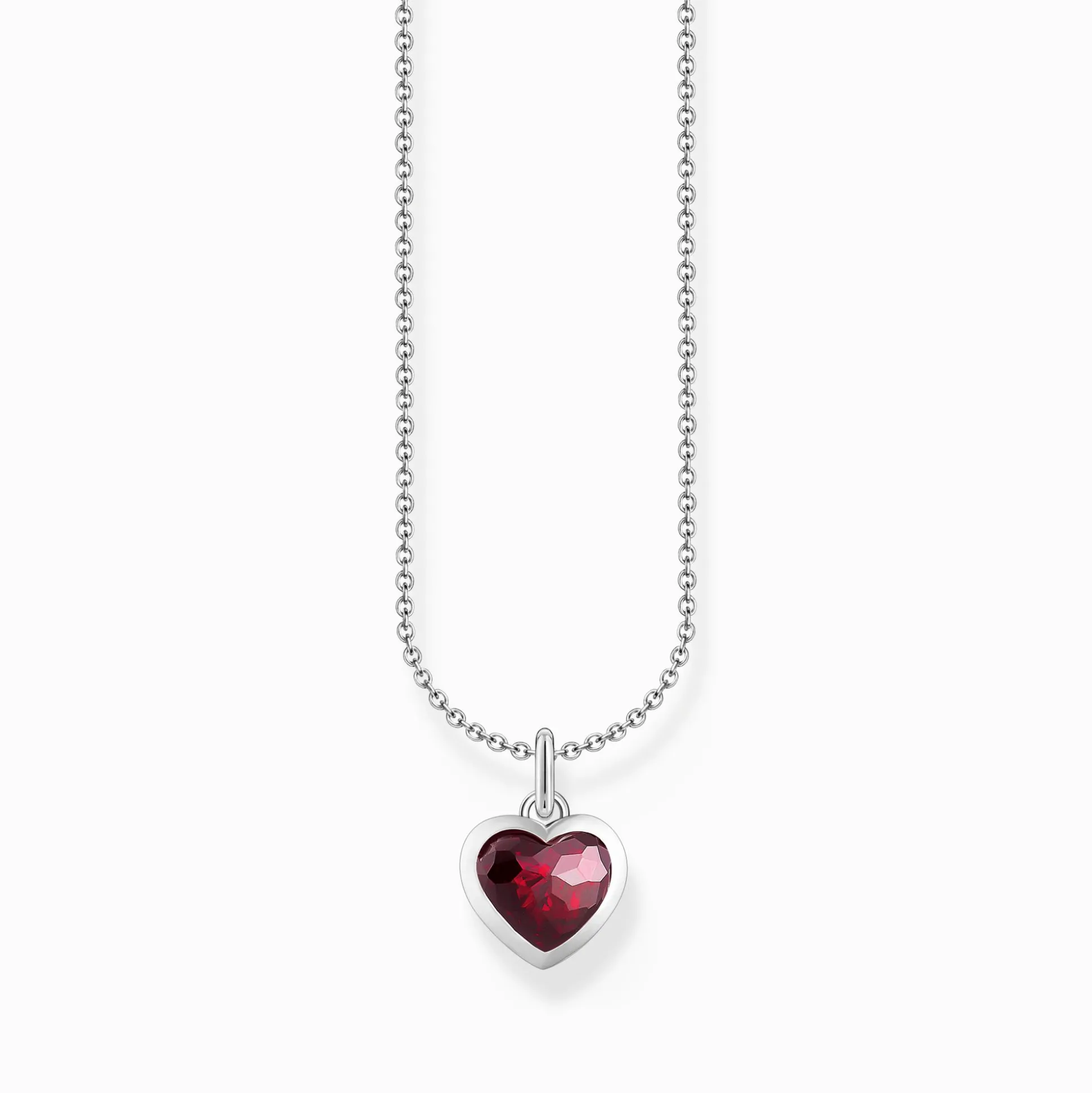 Clearance Kette mit dunkelrotem Herz-Anhänger Silber Damen Halsketten|925 Silber