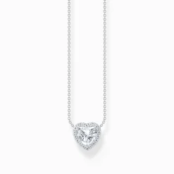 Discount Kette mit Halo-Anhänger in Herzform Silber Damen Halsketten|925 Silber