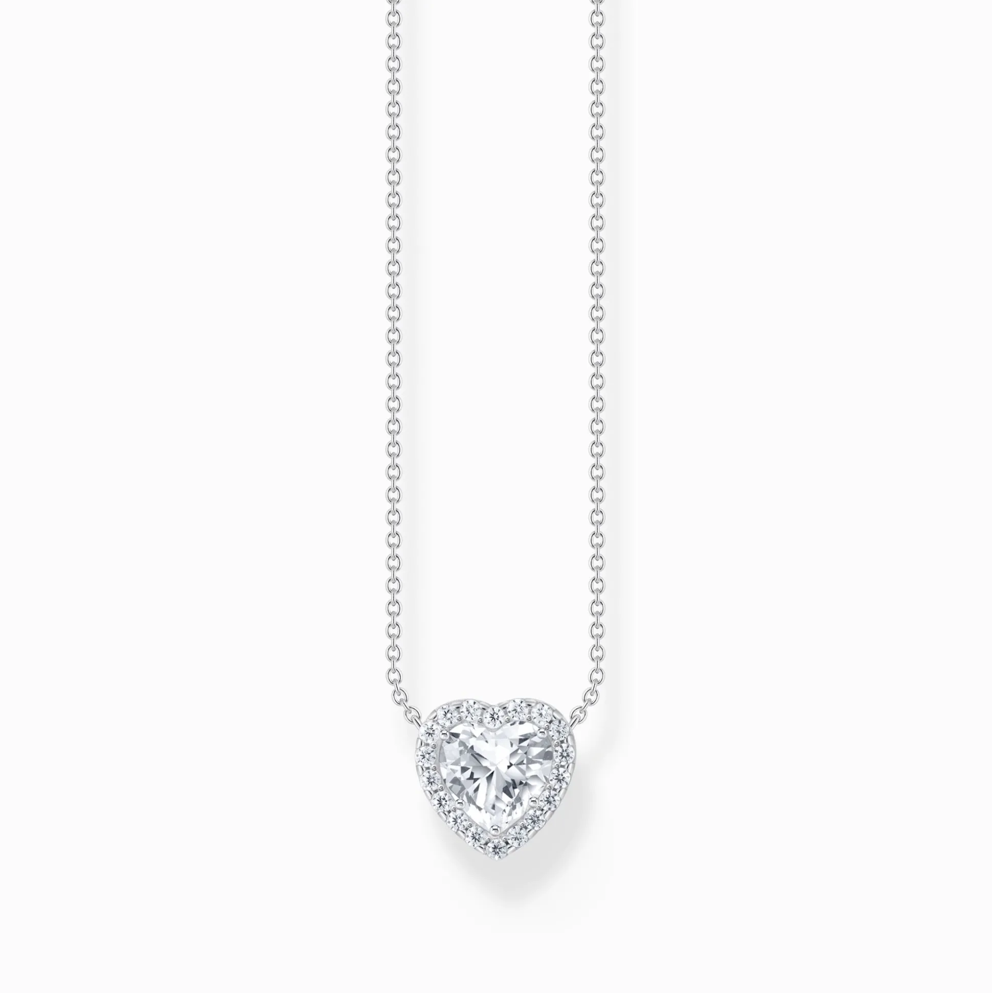 Discount Kette mit Halo-Anhänger in Herzform Silber Damen Halsketten|925 Silber