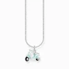 Clearance Kette mit mintfarbenem Motorroller-Anhänger Silber Damen Halsketten|925 Silber