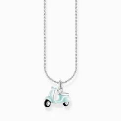 Clearance Kette mit mintfarbenem Motorroller-Anhänger Silber Damen Halsketten|925 Silber