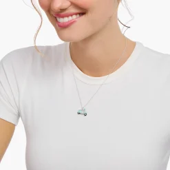 Clearance Kette mit mintfarbenem Motorroller-Anhänger Silber Damen Halsketten|925 Silber