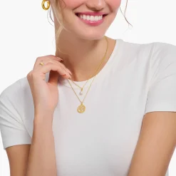 Sale Kette mit Perlen-Anhänger vergoldet Damen Halsketten|18K Vergoldung - 925 Silber