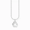 Flash Sale Kette mit Pfoten-Anhänger und weißen Steinen Silber Damen Halsketten|925 Silber