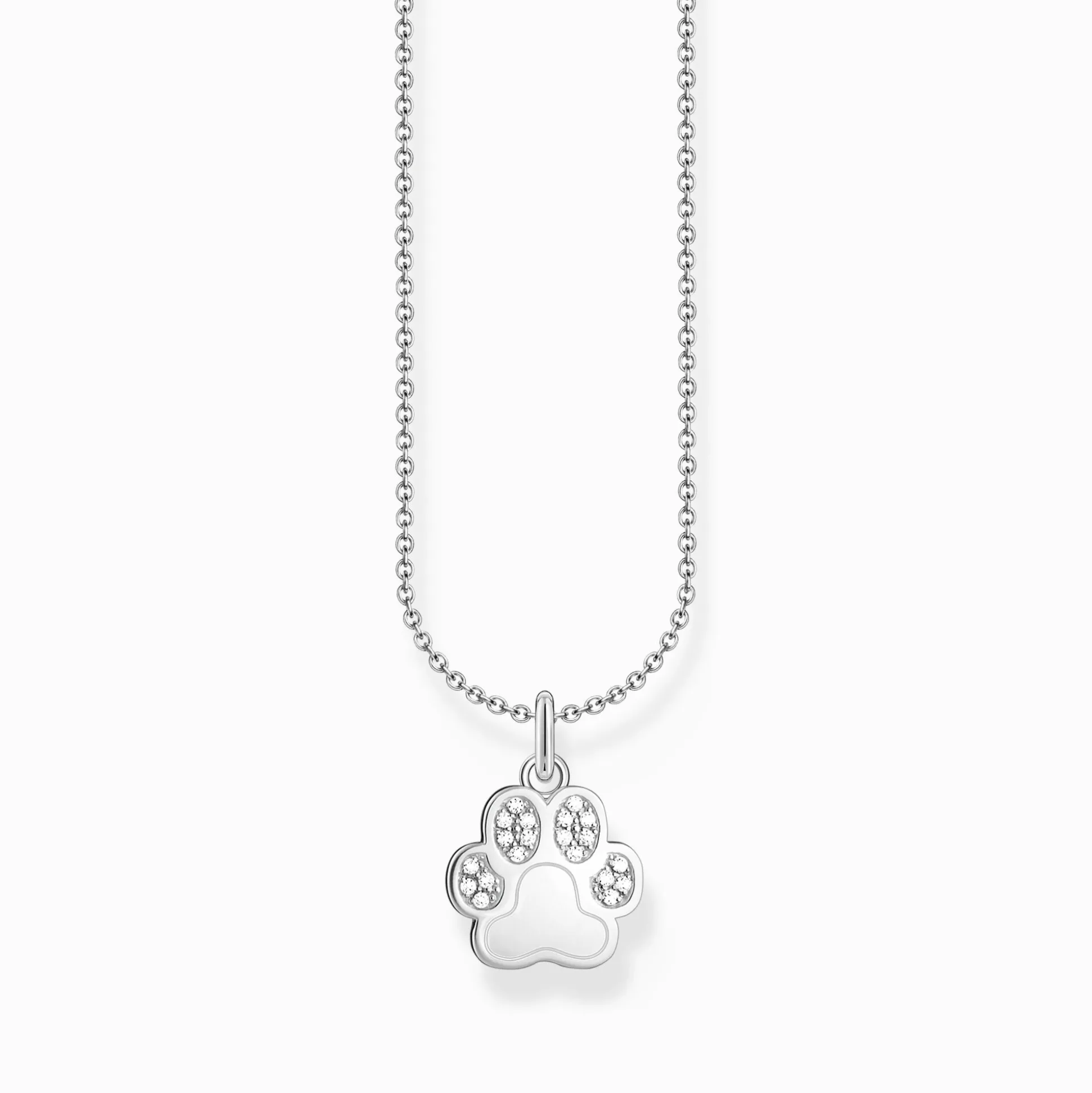 Flash Sale Kette mit Pfoten-Anhänger und weißen Steinen Silber Damen Halsketten|925 Silber