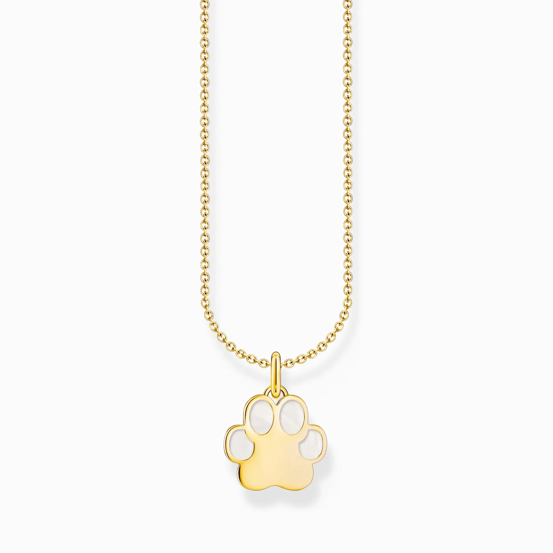 Store Kette mit Pfoten-Anhänger und weißer Emaille vergoldet Damen Halsketten|18K Vergoldung - 925 Silber