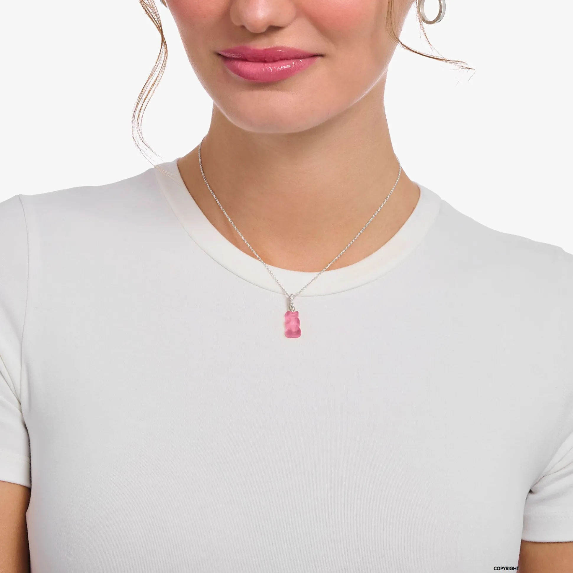 Cheap Kette mit pinkem Goldbären-Anhänger und Steinen Silber Damen Halsketten|925 Silber