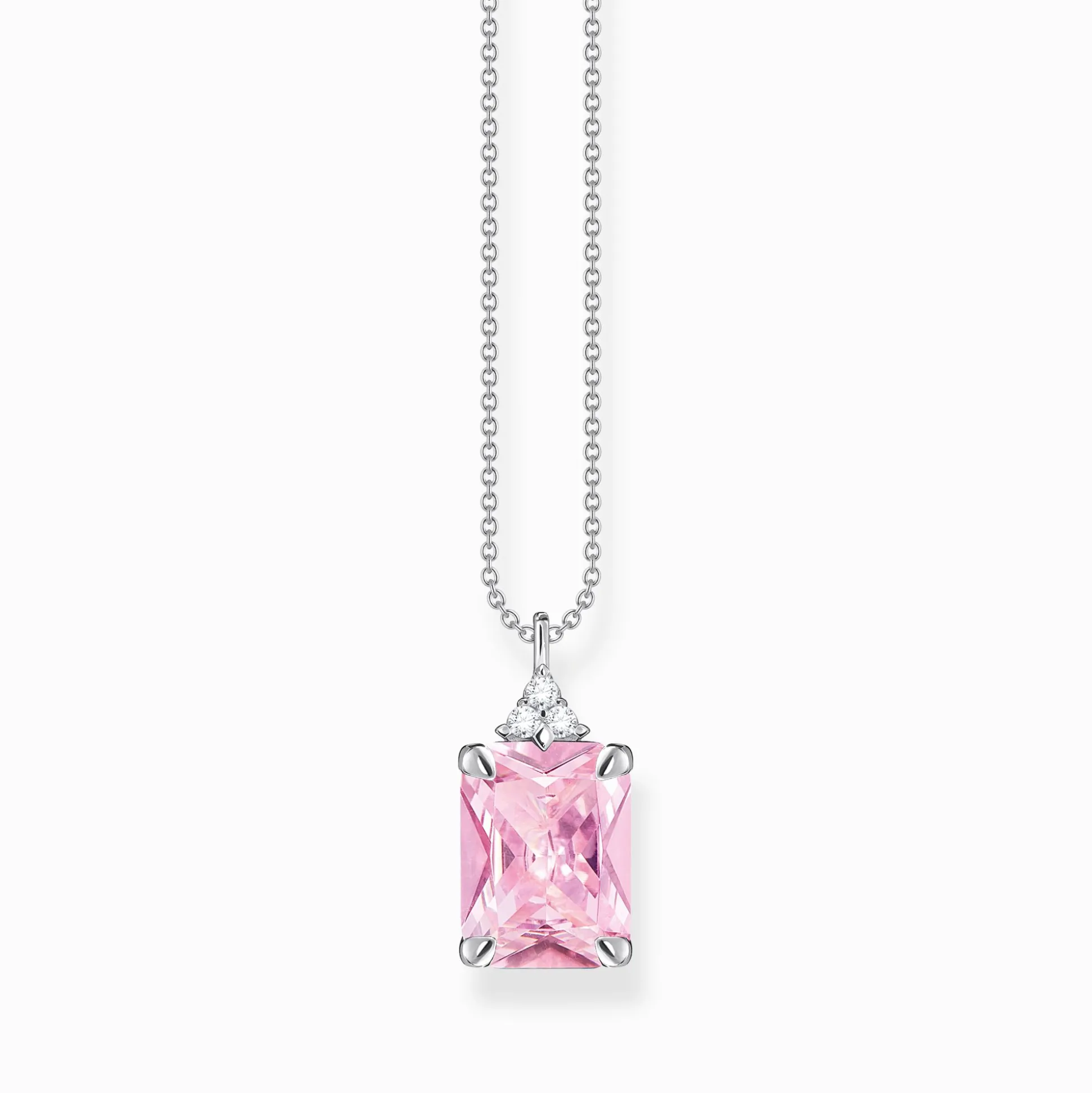 Discount Kette mit pinken und weißen Steinen Silber Damen Halsketten