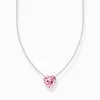 Flash Sale Kette mit pinkfarbenem Herz-Anhänger Silber Damen Halsketten|925 Silber