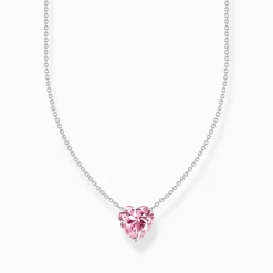 Flash Sale Kette mit pinkfarbenem Herz-Anhänger Silber Damen Halsketten|925 Silber
