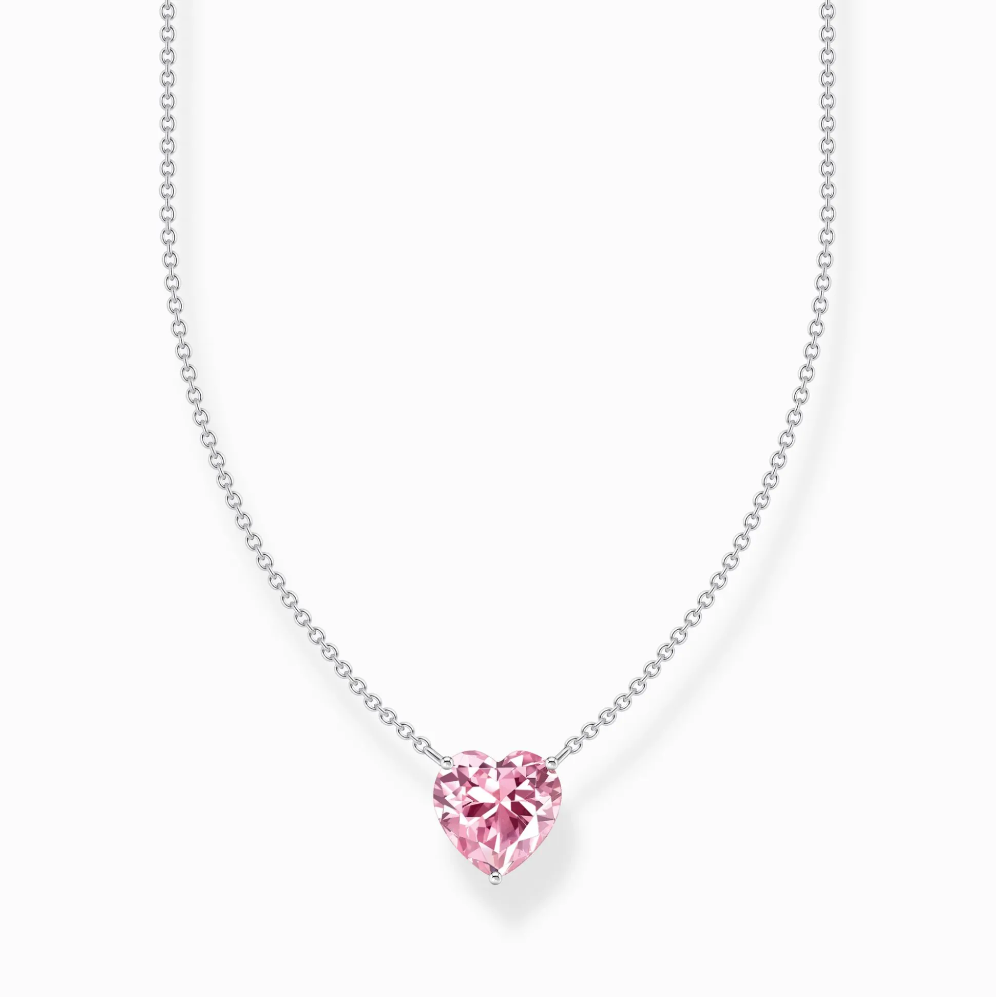 Flash Sale Kette mit pinkfarbenem Herz-Anhänger Silber Damen Halsketten|925 Silber