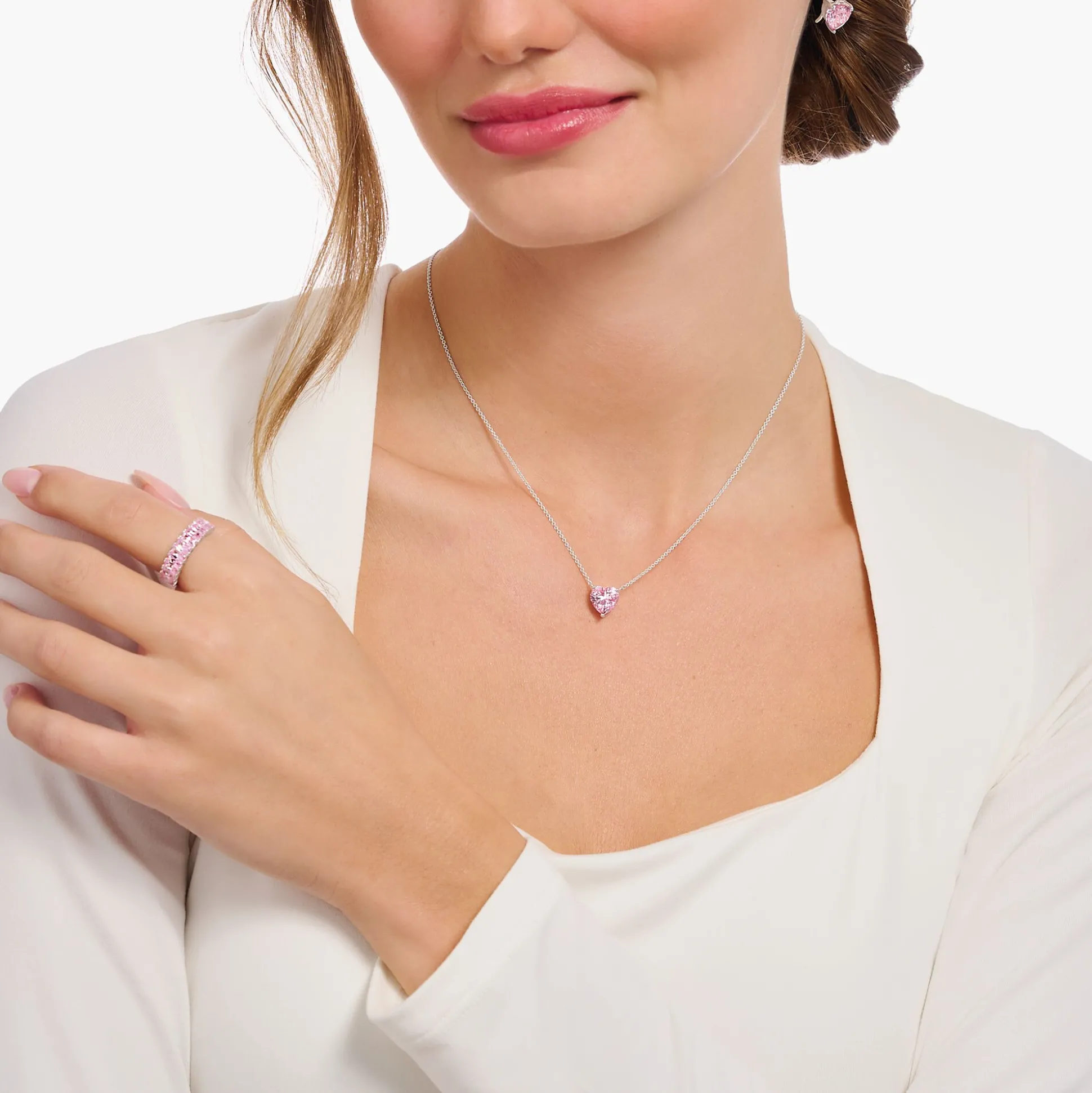 Flash Sale Kette mit pinkfarbenem Herz-Anhänger Silber Damen Halsketten|925 Silber