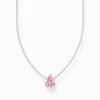 Best Kette mit pinkfarbenem Tropfen-Anhänger Silber Damen Halsketten|925 Silber