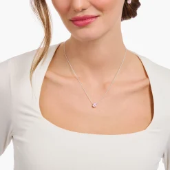 Best Kette mit pinkfarbenem Tropfen-Anhänger Silber Damen Halsketten|925 Silber
