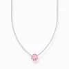 Online Kette mit pinkfarbenem Zirkonia-Anhänger Silber Damen Halsketten|925 Silber