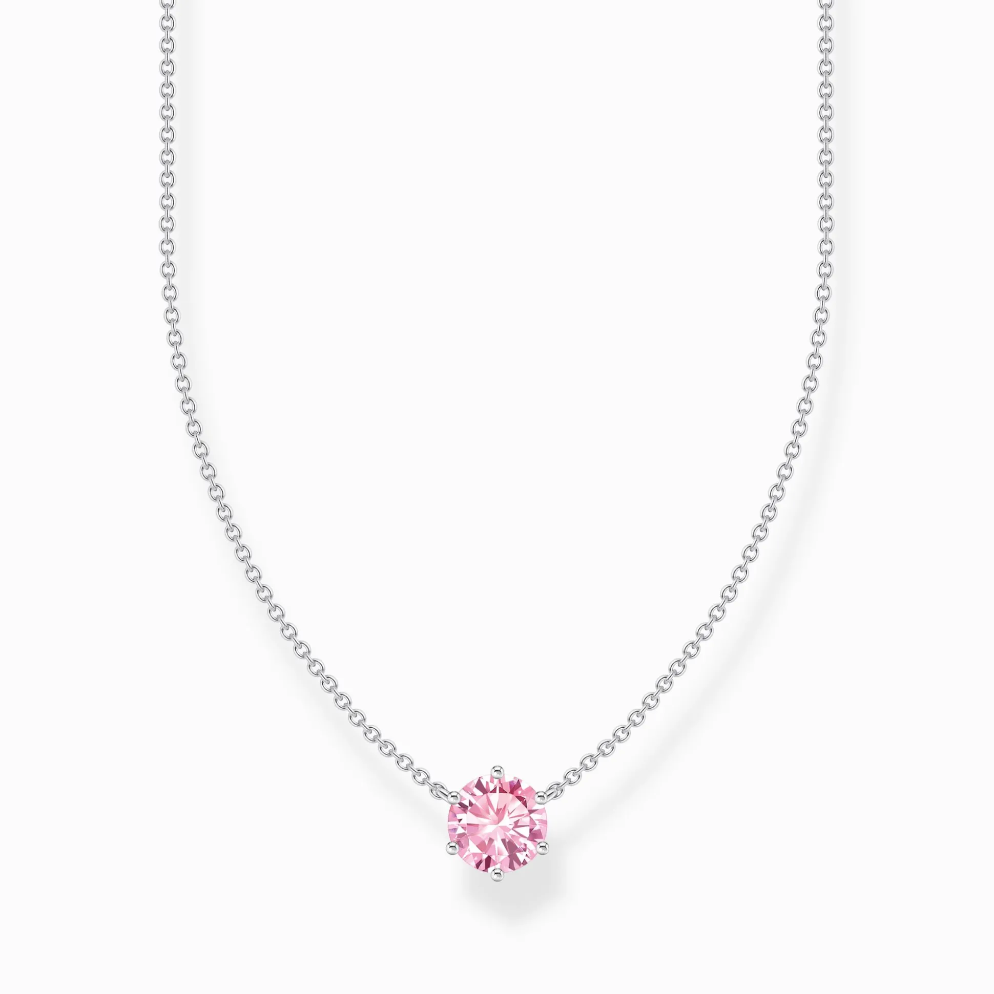 Online Kette mit pinkfarbenem Zirkonia-Anhänger Silber Damen Halsketten|925 Silber