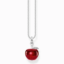 Sale Kette mit rotem Apfel Silber Damen Halsketten