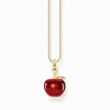 Fashion Kette mit rotem Apfel vergoldet Damen Halsketten