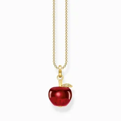 Fashion Kette mit rotem Apfel vergoldet Damen Halsketten