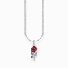 Shop Kette mit rotem Rosen-Anhänger Silber Damen Halsketten|925 Silber