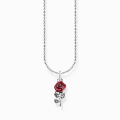 Shop Kette mit rotem Rosen-Anhänger Silber Damen Halsketten|925 Silber