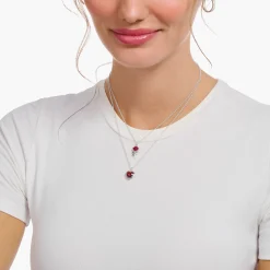 Shop Kette mit rotem Rosen-Anhänger Silber Damen Halsketten|925 Silber