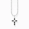 Discount Kette mit schwarzem Kreuzanhänger Cross Romance Silber Damen Halsketten|925 Silber