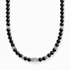 Flash Sale Kette mit schwarzen Onyx-Beads Silber Herren Halsketten|925 Silber