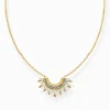 Best Kette mit Sonnenstrahlen und bunten Steinen vergoldet Damen Halsketten|18K Vergoldung - 925 Silber