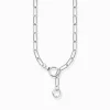 Fashion Kette mit steinbesetztem Ringverschluss Silber geschwärzt Damen Halsketten|Halsketten