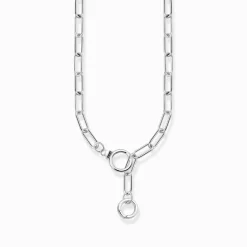 Fashion Kette mit steinbesetztem Ringverschluss Silber geschwärzt Damen Halsketten|Halsketten