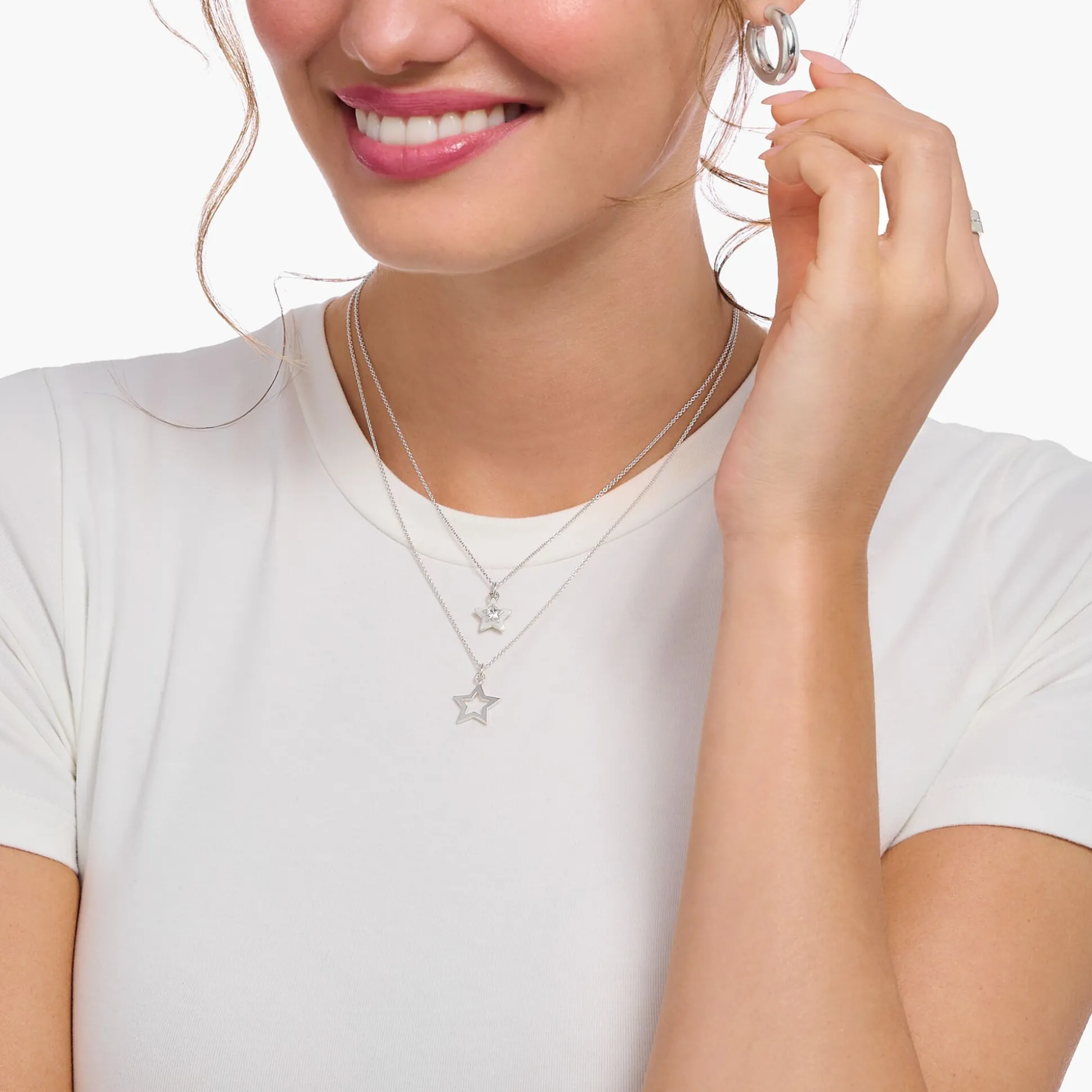 Hot Kette mit Stern-Anhänger Silber Damen Halsketten