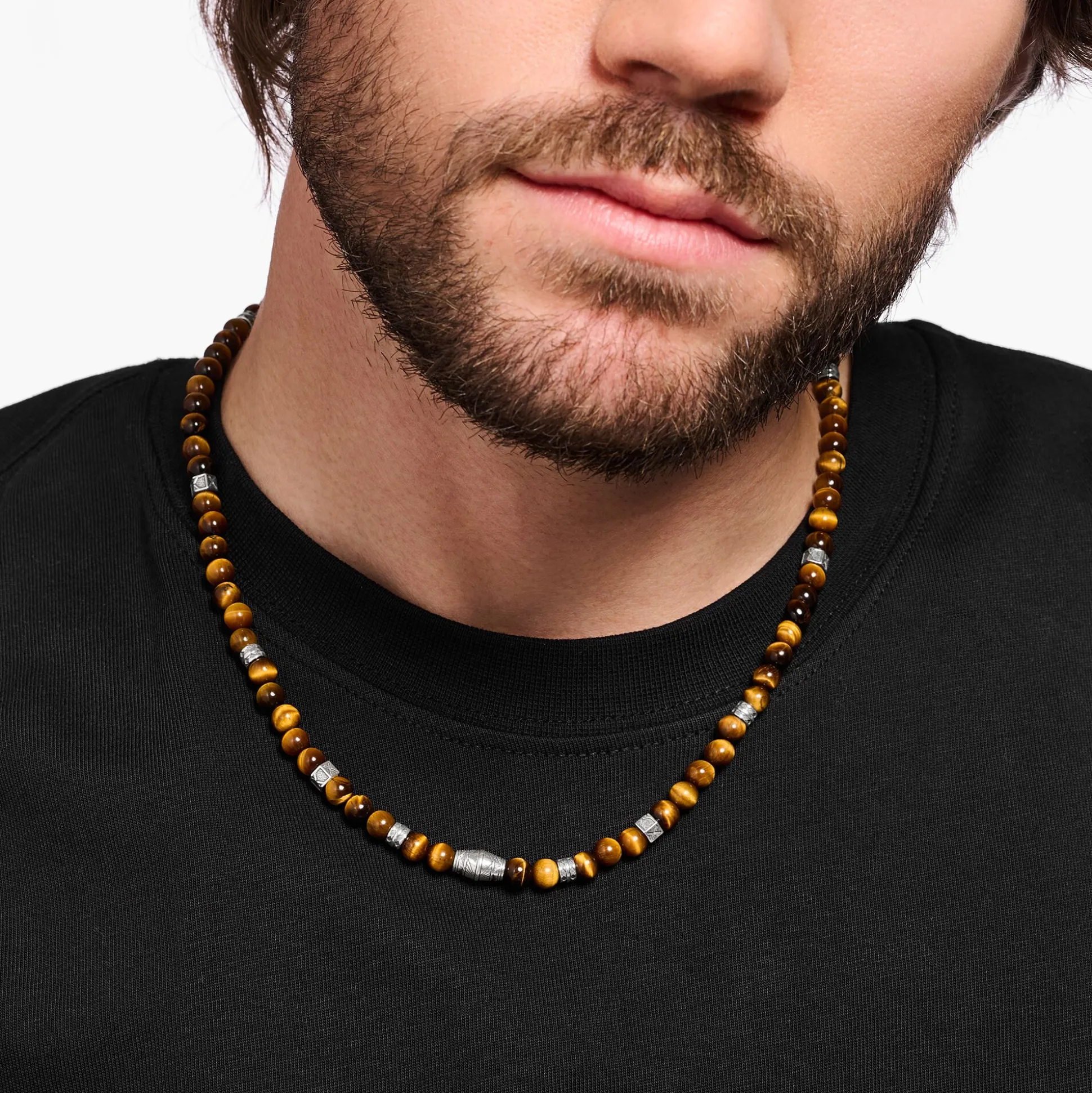 Clearance Kette mit Tigerauge-Beads Silber Damen Halsketten|Halsketten