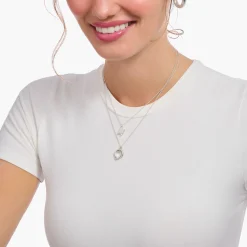 Hot Kette mit Together-Ring-Anhänger Silber Damen Halsketten|925 Silber
